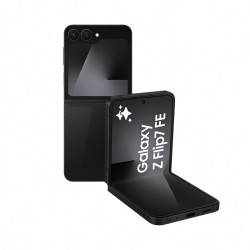 Samsung Galaxy Z Flip7 fe 5G μαύρο σε θέση αναδίπλωσης με διπλή οθόνη και διπλή κάμερα