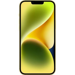Apple iPhone 14 plus σε κίτρινο, μπροστινή όψη με οθόνη Super Retina XDR OLED 6.7 ιντσών.