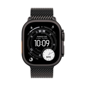 Apple Watch Ultra 3 GPS + Cellular Black Titanium 49mm - Black Titanium Milanese Band μπροστά όψη