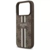 Θήκη Guess 4G Printed Stripes MagSafe με Επένδυση Συνθετικού Δέρματος για iPhone 17 Pro - Καφέ πίσω όψη