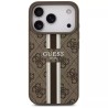 Θήκη Guess 4G Printed Stripes MagSafe με Επένδυση Συνθετικού Δέρματος για iPhone 17 Pro - Καφέ πίσω όψη πάνω σε συσκευή