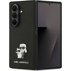 Θήκη Karl Lagerfeld Saffiano Karl&Choupette Pin Σιλικόνης / Πλαστικό για Samsung Galaxy Z Fold 7 - Μαύρο φορεμένο σε συσκευή