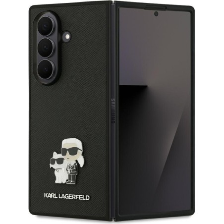 Θήκη Karl Lagerfeld Saffiano Karl&Choupette Pin Σιλικόνης / Πλαστικό για Samsung Galaxy Z Fold 7 - Μαύρο φορεμένο σε συσκευή