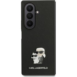 Θήκη Karl Lagerfeld Saffiano Karl&Choupette Pin Σιλικόνης / Πλαστικό για Samsung Galaxy Z Fold 7 - Μαύρο φορεμένη πίσω όψη
