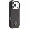 Θήκη Guess 4G Triangle Logo MagSafe με Επένδυση Συνθετικού Δέρματος και Λουράκι για iPhone 17 Pro Max - Μαύρο πίσω σε συσκευή
