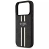 Θήκη Guess 4G Printed Stripes MagSafe με Επένδυση Συνθετικού Δέρματος για iPhone 17 Pro Max - Μαύρο πίσω όψη