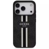 Θήκη Guess 4G Printed Stripes MagSafe με Επένδυση Συνθετικού Δέρματος για iPhone 17 Pro Max - Μαύρο πίσω όψη πάνω σε συσκευή