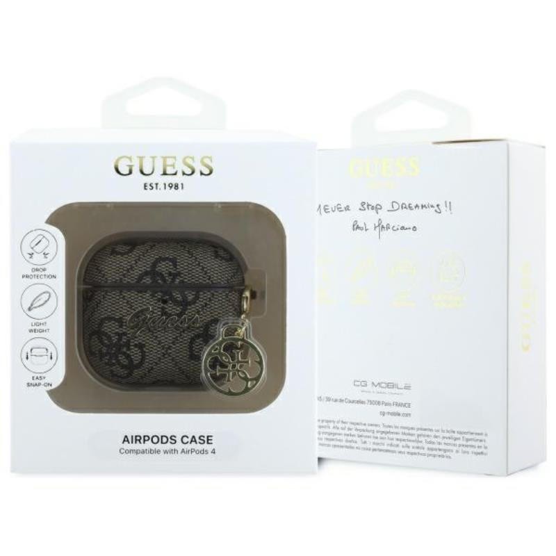 Θήκη Guess Charm Collection Σιλικόνης για Apple AirPods 4 - Καφέ κουτί συσκευασίας Θήκη Guess Charm Collection Σιλικόνης για Apple AirPods 4 - Καφέ κουτί συσκευασίας