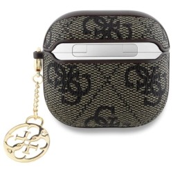 Θήκη Guess Charm Collection Σιλικόνης για Apple AirPods 4 - Καφέ πίσω όψη σε συσκευή