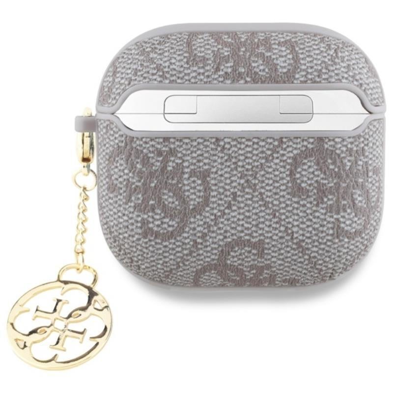 Θήκη Guess Charm Collection Σιλικόνης για Apple AirPods 4 - Ροζ πίσω όψη σε συσκευή Θήκη Guess Charm Collection Σιλικόνης για Apple AirPods 4 - Ροζ πίσω όψη σε συσκευή