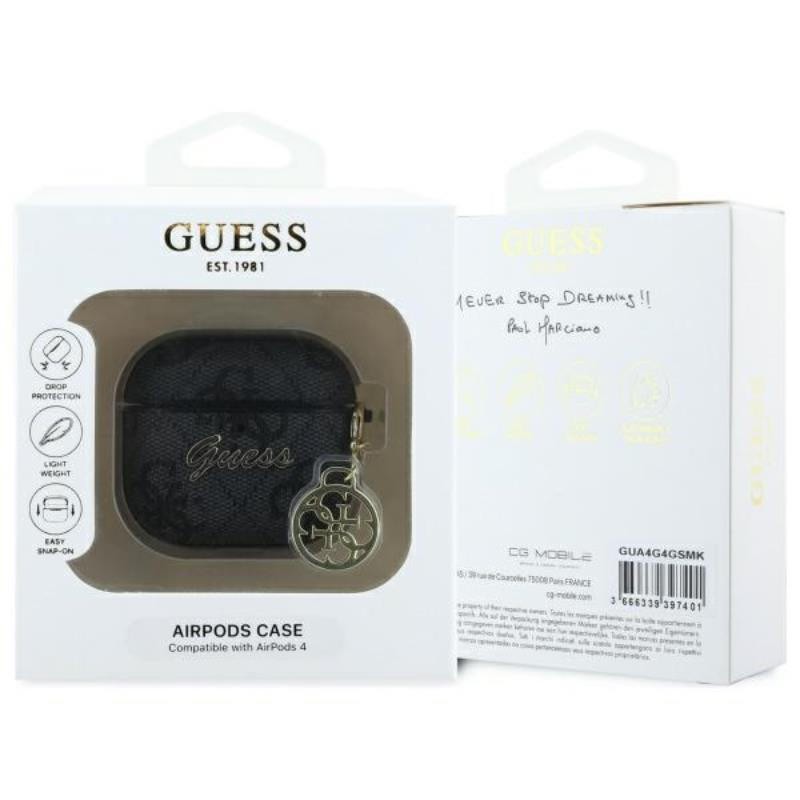 Θήκη Guess Charm Collection Σιλικόνης για Apple AirPods 4 - Μαύρο κουτί συσκευασίας Θήκη Guess Charm Collection Σιλικόνης για Apple AirPods 4 - Μαύρο κουτί συσκευασίας