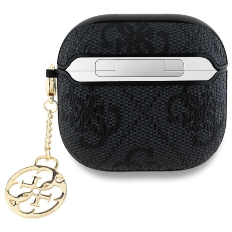 Θήκη Guess Charm Collection Σιλικόνης για Apple AirPods 4 - Μαύρο πίσω όψη σε συσκευή Θήκη Guess Charm Collection Σιλικόνης για Apple AirPods 4 - Μαύρο πίσω όψη σε συσκευή