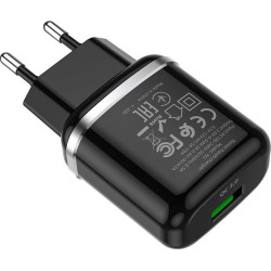 Φορτιστής τοίχου HOCO (N3 Vigour) Χωρίς Καλώδιο με Θύρα USB-A 18W Quick Charge 3.0 - Μαύρο πίσω όψη
