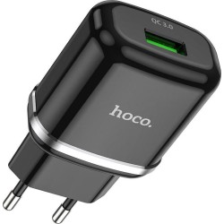 Φορτιστής τοίχου HOCO (N3 Vigour) Χωρίς Καλώδιο με Θύρα USB-A 18W Quick Charge 3.0 - Μαύρο η θύρα το χρώμα και η μάρκα