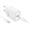 HOCO (N60) Φορτιστής USB-C και Καλώδιο USB-C - USB-C 20W Power Delivery / Quick Charge 3.0 - Λευκό