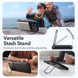 Θήκη ESR Cyber Kickstand Back Cover Μεταλλικό για iPhone 17 Pro Max - Μαύρο έμφαση στην δυνατότητα στήριξης