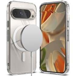 Θήκη Ringke Fusion Magnetic Back Cover Σιλικόνης για Google Pixel 9 / 9 Pro - Διάφανο μπρος και πίσω όψη