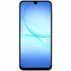 Samsung Galaxy A17 4G σε γαλάζιο χρώμα μπροστινή όψη με ενεργή οθόνη Super AMOLED 6,7"