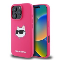 Karl Lagerfeld Magsafe Silicone Case "Choupette's Head" Θήκη προστασίας από σιλικόνη – iPhone 16 Pro Fuchsia – KLHMP16LSCHPPLF