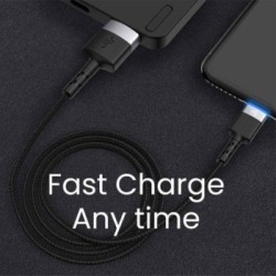 Tellur - Micro USB Cable 3A - Black - Καλώδιο δεδομένων USB σε Micro USB με φως LED, 1,2 μέτρα