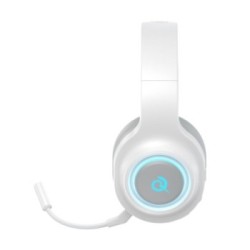 QCY Heroad V200 Ασύρματο Over Ear Gaming Headset με σύνδεση Bluetooth σε λευκό χρώμα με μικρόφωνο πλαϊνή όψη