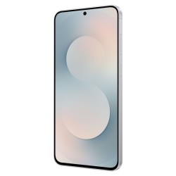 Samsung Galaxy S25 FE 5G σε λευκό χρώμα με ενεργή οθόνη AMOLED 6.7" πλαϊνή όψη με κουμπιά αυξομείωσης ήχου και κλειδώματος