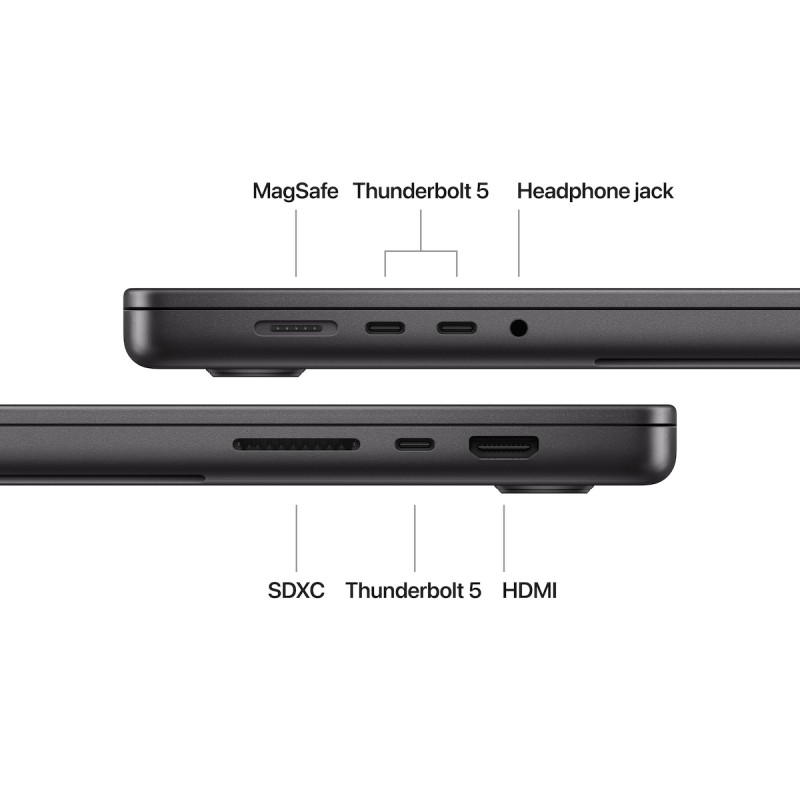 Apple MacBook Pro 16" (2024) (M4-Max 16‑core/48GB/1TB SSD) US σε μαύρο χρώμα διαθέσιμες πλαϊνές υποδοχές Apple MacBook Pro 16" (2024) (M4-Max 16‑core/48GB/1TB SSD) US σε μαύρο χρώμα διαθέσιμες πλαϊνές υποδοχές