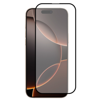3D Tempered Glass Full Cover & Full Glue για Apple iPhone 16 - Μαύρο τοποθετημένο μπροστά από συσκευή