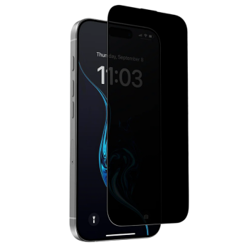 Privacy Tempered Glass για Apple iPhone 17 Pro - Μαύρο τοποθετημένο μπροστά από συσκευή