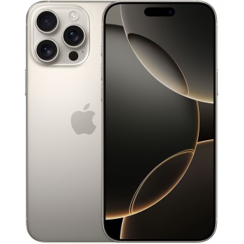 Μεταχειρισμένο Apple iPhone 16 Pro Max 256GB Natural Titanium, εμπρόσθια όψη με οθόνη Super Retina XDR και τριπλή κάμερα