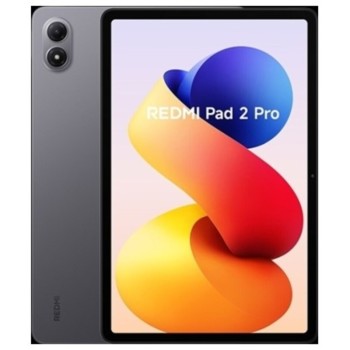 Xiaomi Redmi Pad 2 Pro σε graphite gray χρώμα μπροστινή και πίσω όψη με ενεργή οθόνη IPS 12.1" και πίσω κάμερα 8MP