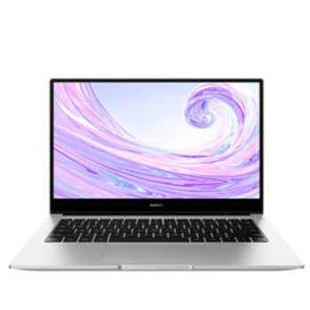 Huawei MateBook D14 AMD NBI-WAQ9R 53010UPF σε ασημί χρώμα προεπισκόπηση ενεργούς οθόνης και πληκτρολογίου