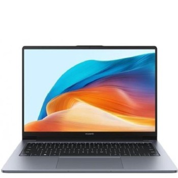 Huawei Matebook D14 2024 14" σε ασημί χρώμα πλήρης προεπισκόπηση ενεργούς οθόνης και πληκτρολογίου