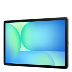 Samsung Galaxy Tab S10 FE σε γκρι χρώμα μπροστινή πλευρική προεπισκόπηση με ενεργή οθόνη 10,9"