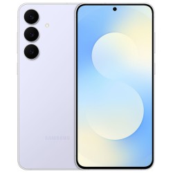 Samsung Galaxy S25 FE 5G σε γαλάζιο χρώμα μπροστινή και πίσω όψη με ενεργή οθόνη AMOLED 6.7" και τριπλή πίσω κάμερα 50MP