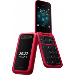 Nokia 2660 Flip Dual SIM με Ελληνικό Μενού σε κόκκινο χρώμα προεπισκόπηση κλειστού κινητού και ανοιχτού με ενεργή οθόνη