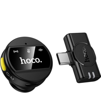 Hoco L21 Μικρόφωνο Πέτου με δέκτη usb, σε μαύρο χρώμα με φωτεινή ένδειξη λειτουργίας