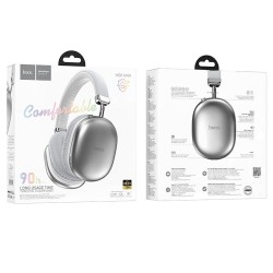 Hoco W35 MAX Ασύρματα / Ενσύρματα Over Ear Ακουστικά σε Ασημί χρώμα συσκευασία