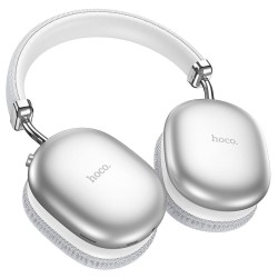 Hoco W35 MAX Ασύρματα / Ενσύρματα Over Ear Ακουστικά σε Ασημί χρώμα με έως 40 ώρες λειτουργίας και αναδιπλούμενες κάψες