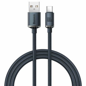 Baseus Crystal Shine Braided USB 2.0 Cable USB-C male - USB-A 100W μαύρο 1,2 μέτρα