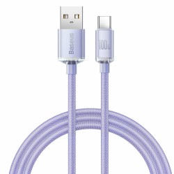 Baseus Crystal Shine Braided USB 2.0 Cable USB-C male - USB-A 100W μωβ 1,2 μέτρα
