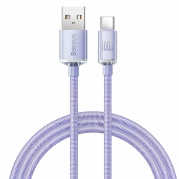 Baseus Crystal Shine Braided USB 2.0 Cable USB-C male - USB-A 100W μωβ 1,2 μέτρα