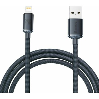 Baseus Crystal Shine Braided USB to Lightning Cable (2m) - Μαύρο απεικόνιση καλωδίου και βυσμάτων