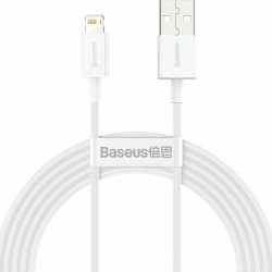Baseus Superior Series Καλώδιο USB σε Lightning (2m) - Λευκό εμφάνιση τυλιγμένου καλωδίου με τα βύσματα