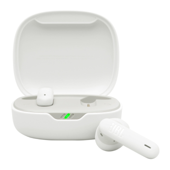 JBL Wave Flex 2 Bluetooth Ασύρματα Ear-Buds Ακουστικά με Θήκη Φόρτισης - Λευκό ανοιχτή θήκη και ακουστικά