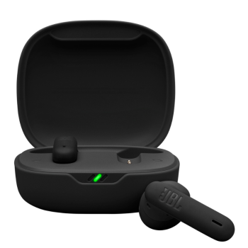JBL Wave Flex 2 Bluetooth Ασύρματα Ear-Buds Ακουστικά με Θήκη Φόρτισης - Μαύρο ανοιχτή θήκη και ακουστικά