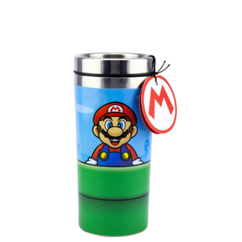 Paladone Super Mario Bros Ποτήρι Θερμός Ανοξείδωτο 450ml - Πολύχρωμο μπροστά όψη με τον χαρακτήρα Mario