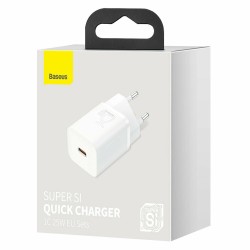 Baseus Super Si 1C Φορτιστής Χωρίς Καλώδιο με Θύρα USB-C 25W - Λευκό κουτί συσκευασίας μπροστινή πλευρά
