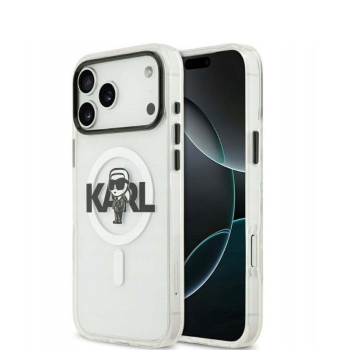 Karl Lagerfeld Magsafe Sketch Logo Back Cover Πλαστικό / Σιλικόνης για iPhone 17 Pro Max - Διάφανο θήκη σε ασημί συσκευή