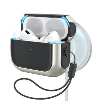 ESR Orbit Halolock Magsafe Θήκη για Apple AirPods Pro 3 - Titanium θήκη εφαρμοσμένη σε ανοιχτή συσκευή